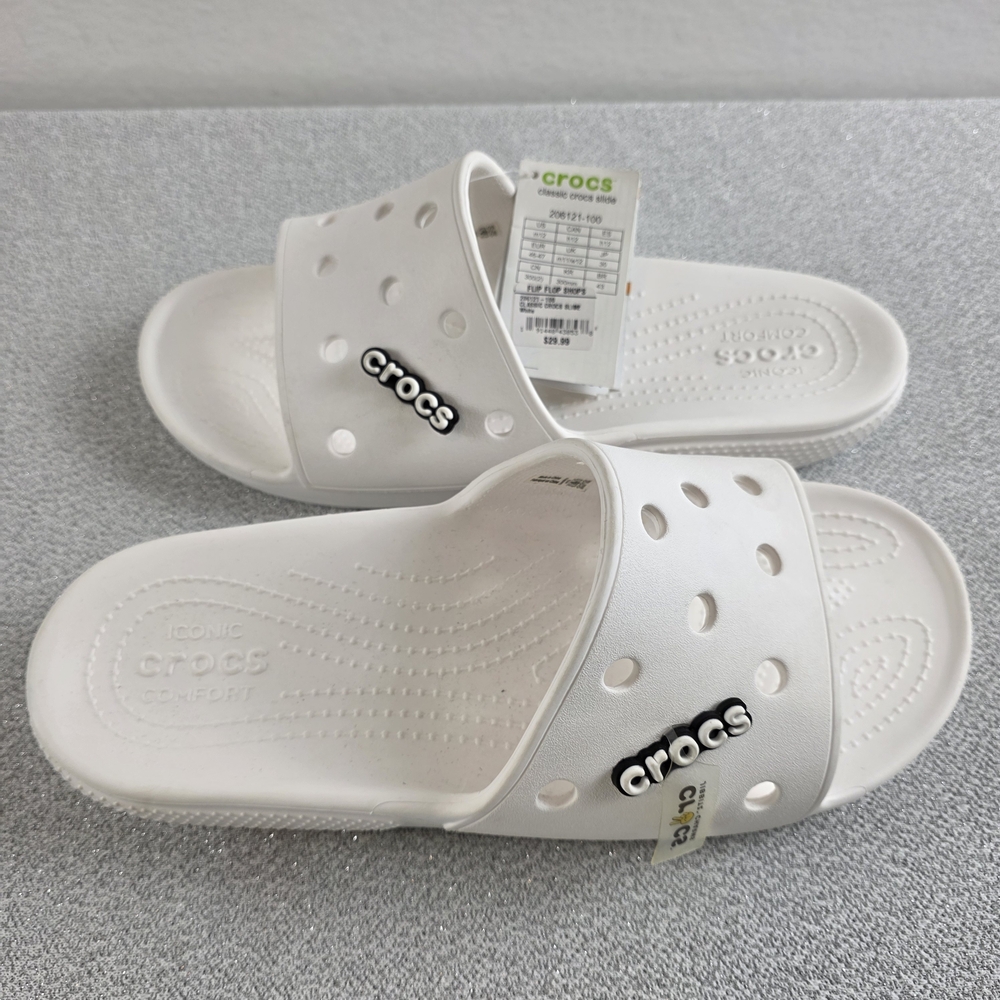 NEW Crocs Classic Slides Sandals Shoes White Men's 12